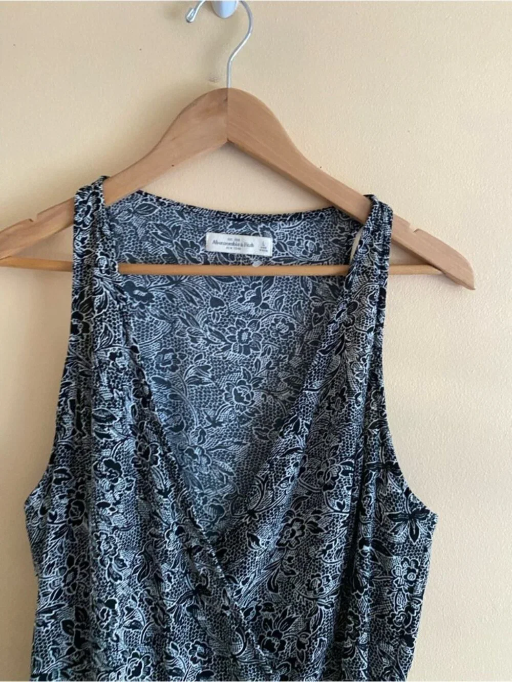 Abercrombie & Fitch Floral Wrap Midi Dress Woman Large Black White Sleeveless